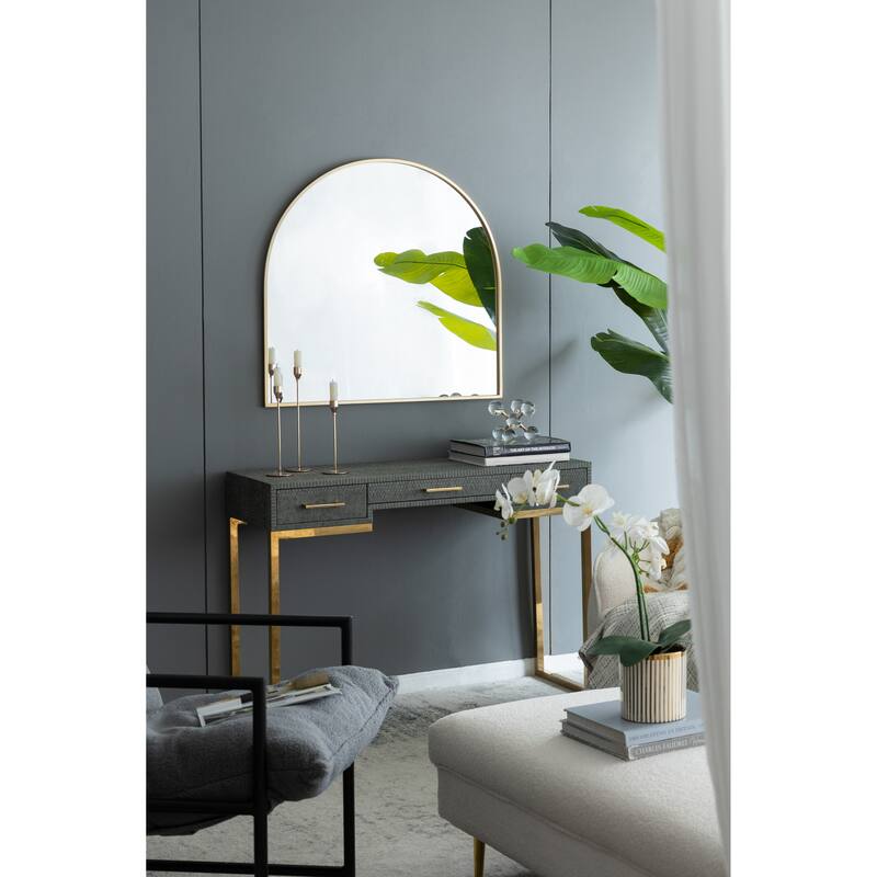 33" x 31" Arched Wall Decor Accent Mirror with Iron Frame