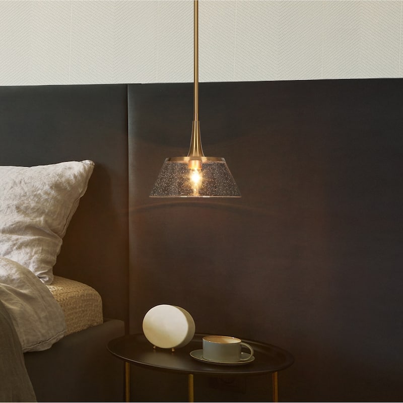 Mola Modern Farmhouse Gold 1-Light Glass Pendant Lights for Kitchen Island - D 9" x H 8"