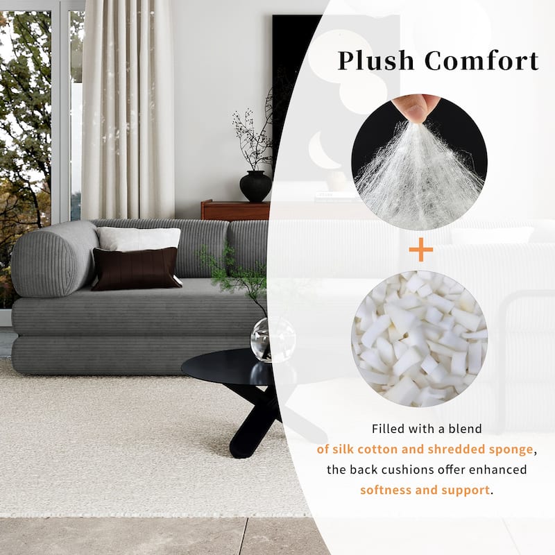 Roomfitters L-Shaped Modular Sectional Sofa in Corduroy Fabric, Modern Couch for Living Room and Apartment