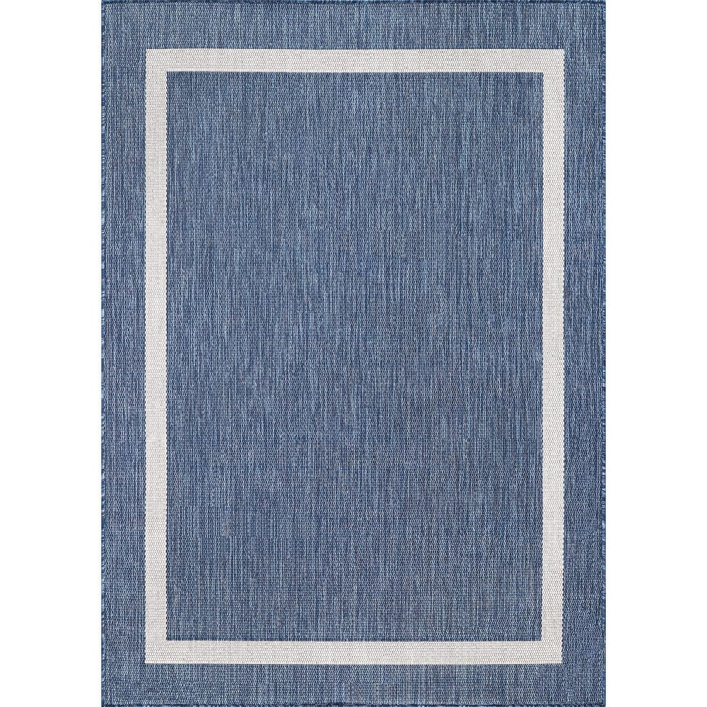 Beverly Rug Modern Bordered Indoor Outdoor Rug, Outside Carpet for Patio, Deck, Porch