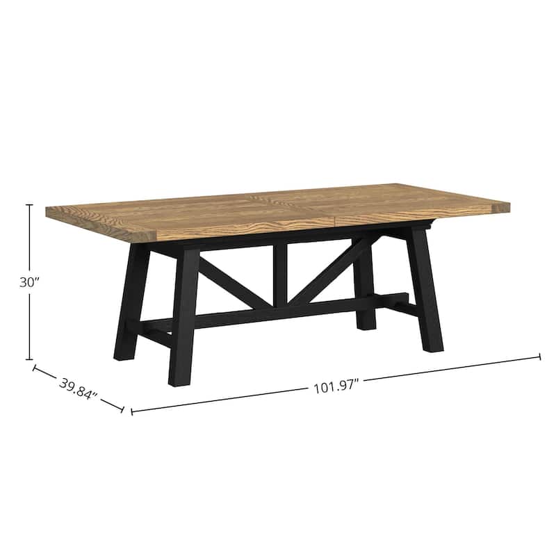 Hendricks 40x82-104" Trestle Base Table, Rustic Wheat and Raven