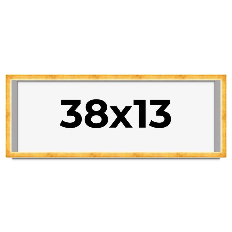 38x13 Shadow Box Frame Gold | 1.625 Inches Deep Real Wood Traditional