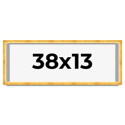 38x13 Shadow Box Frame Gold | 1.625 Inches Deep Real Wood Traditional
