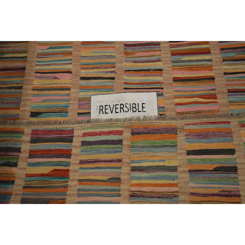 Hand Woven Oriental 100% Wool Carpet Southwestern Modern Multi-Colored Kilim Area Rug - 7' 8'' X 4' 9''