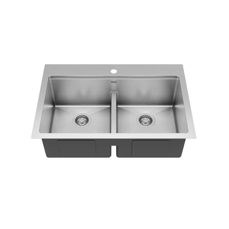 Karran Elite WST-28-PK1 Top Mount 33" Double Bowl Stainless Steel Workstation Kitchen Sink