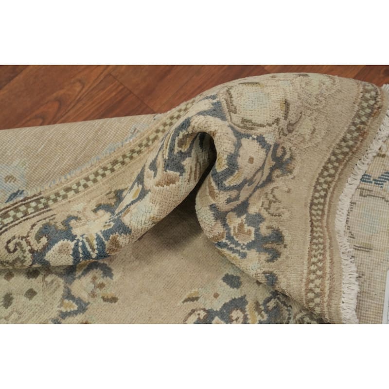 Hand Knotted Oriental 100% Wool Carpet Traditional Floral Beige & Ivories Kerman Runner Rug - 5' 4'' X 2' 3''