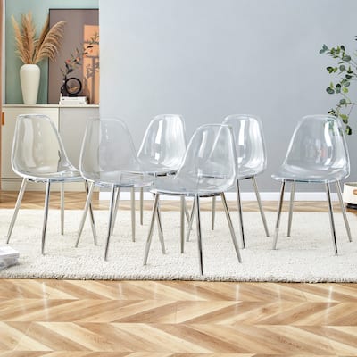 Modern minimalist transparent dining chair, plastic chair, armless crystal chair, Nordic creative makeup stool