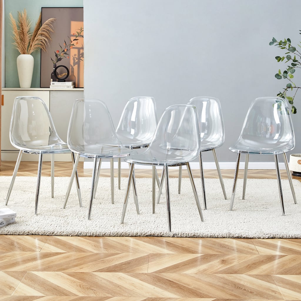 Modern minimalist transparent dining chair, plastic chair, armless crystal chair, Nordic creative makeup stool