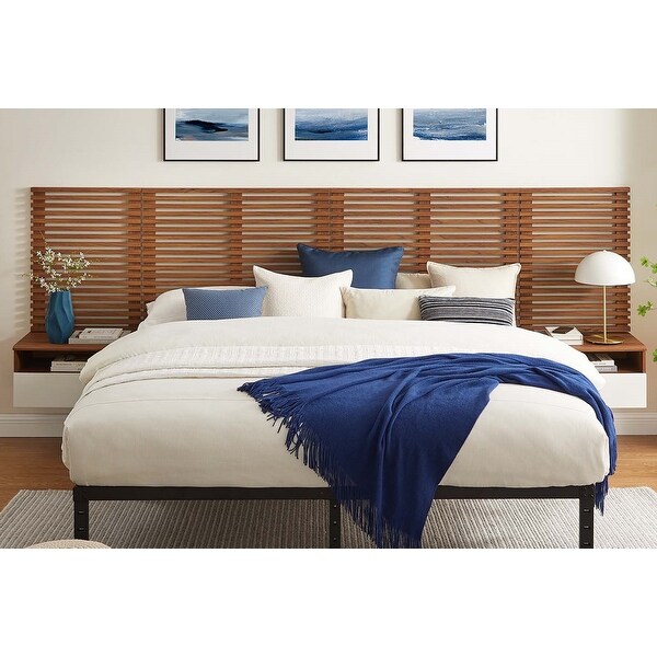 Vidalia Mid century Modern Two tone Wooden Floating King Size Headboard with Nightstands Bed Bath Beyond 38057186