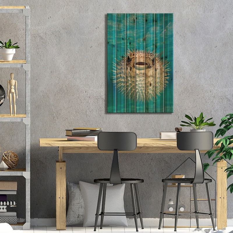 Close-Up Of A Puffer Fish, Bahamas Print On Wood by Panoramic Images - Multi-Color