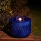 preview thumbnail 1 of 16, 15"H Turquoise Two Birds Embossed Leaf Pattern Cylindrical LED Ceramic Fountain by Glitzhome