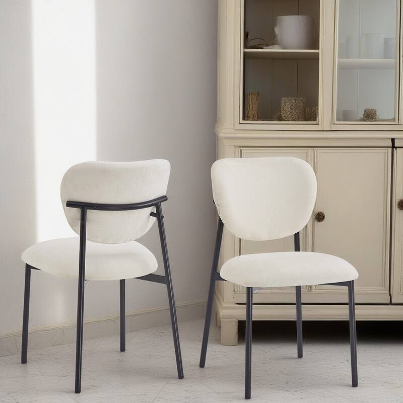 Ombria Ombria Upholstered Dining Chairs Set, Iron Frame by Christopher Knight Home - Beige+Black