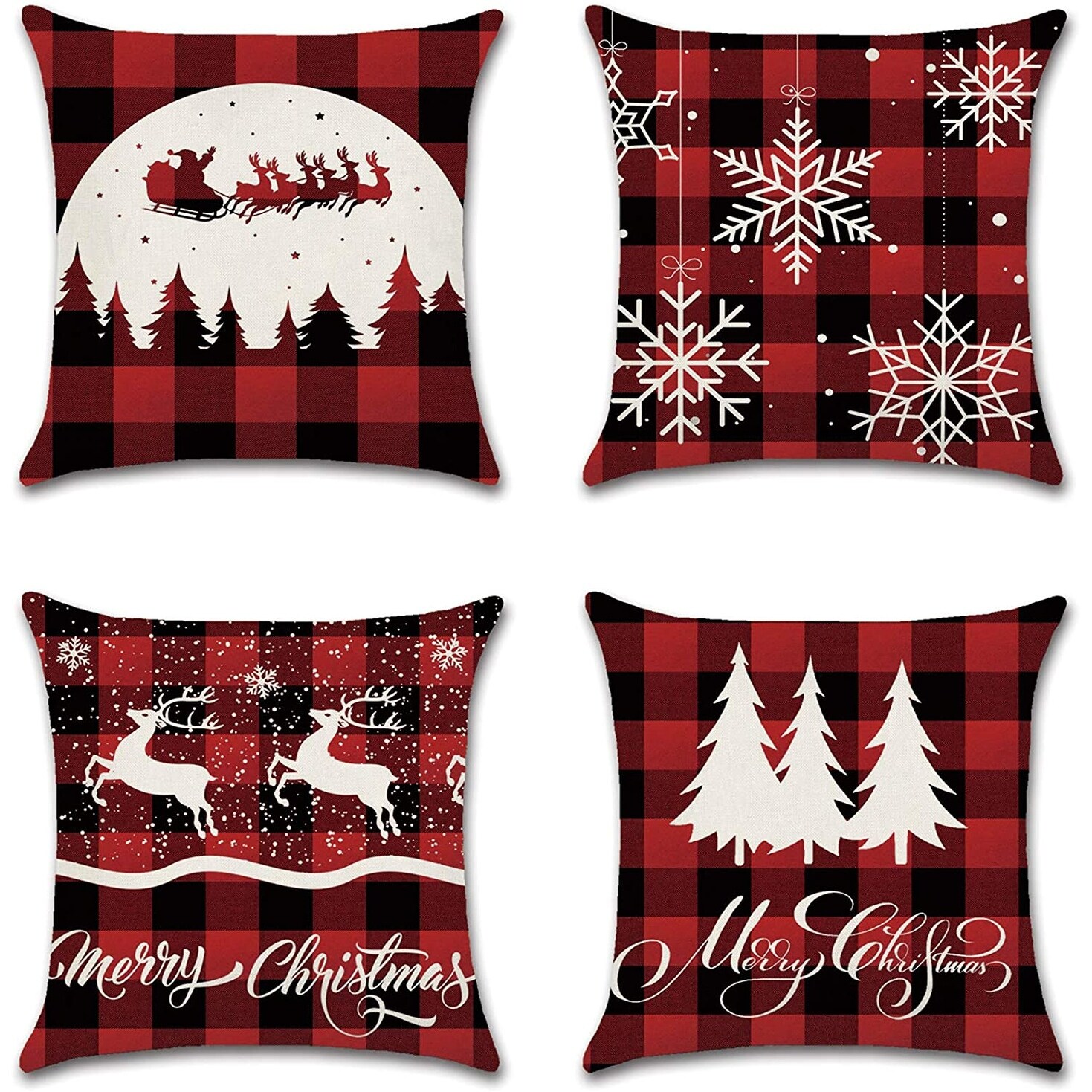 4pcs Blue Christmas Pillow Cases, Farmhouse Christmas Ornaments