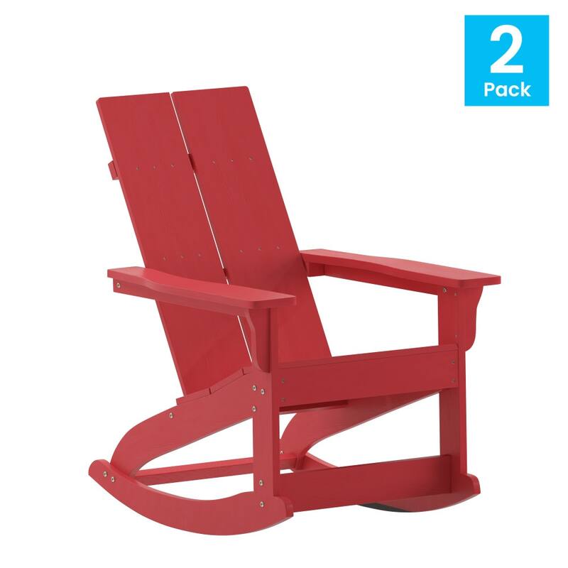 Indoor/Outdoor modern 2-Slat Adirondack Poly Resin Rockers - Set of 2
