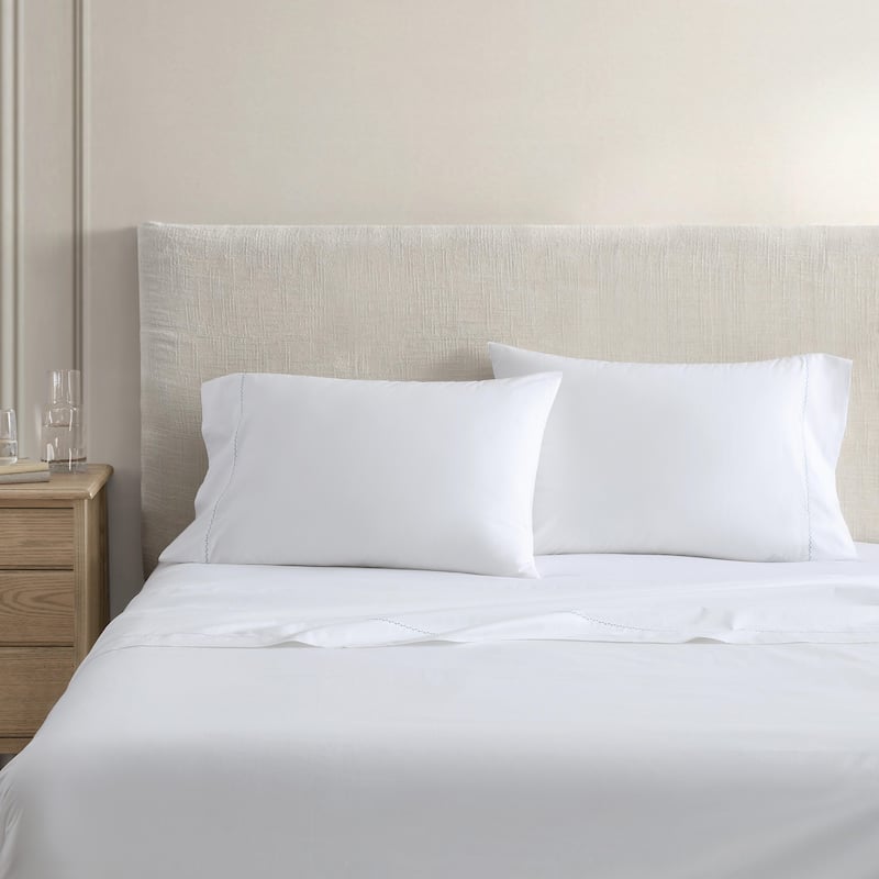 Martha Stewart Lilly Pond Leaf Embroidered Cotton Sheet Set