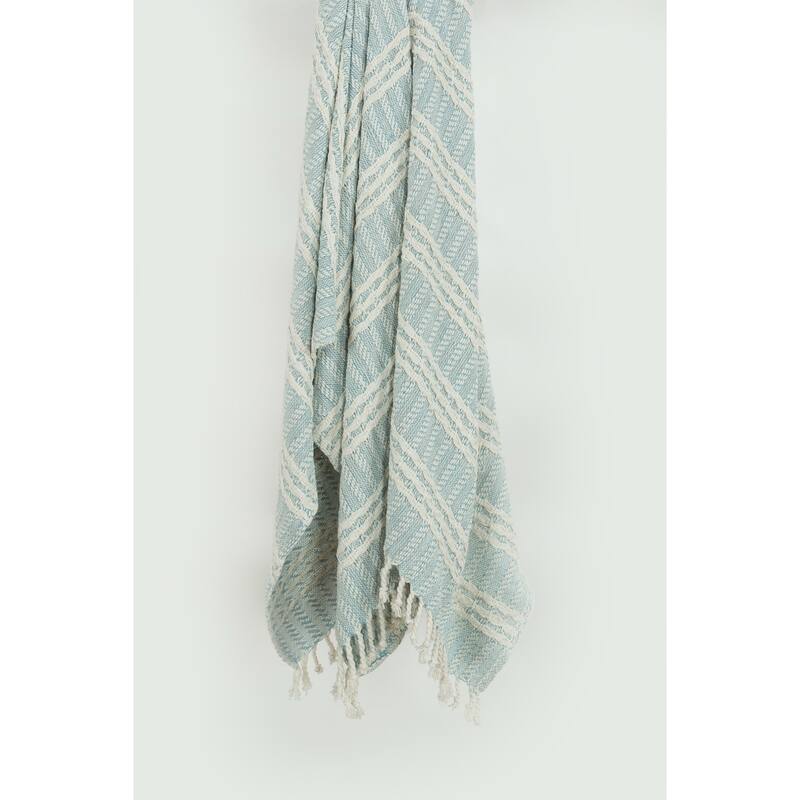 Rizzy Home Hand-made Modern Striped Throw Blanket