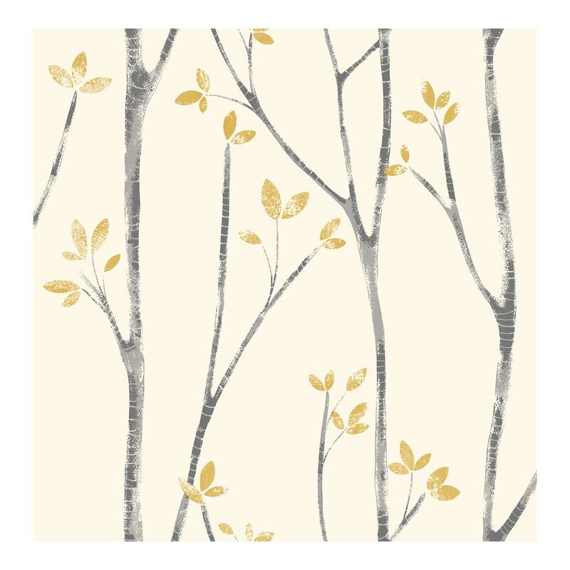 Brewster Ingrid Mustard Scandi Tree Wallpaper - 20.5 x 396 x 0.025