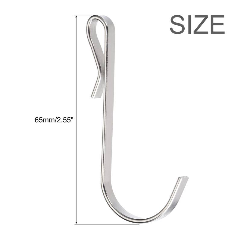 10pcs Stainless Steel J Shaped Hooks, Clip-on Hook Wire Rack Hook - Silver - Silver