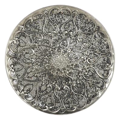 Metal Plate Home Wall Decor with Embossed Details - Silver - Roche River Decor