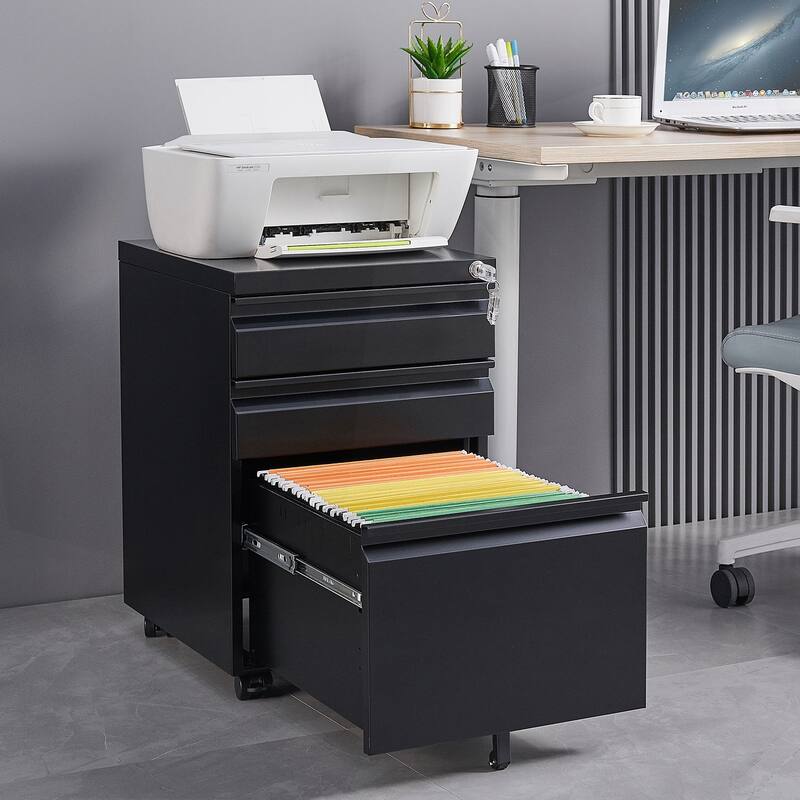 Versatile Lockable Mobile Filing Cabinet for Office and Study, Enhancing Organization