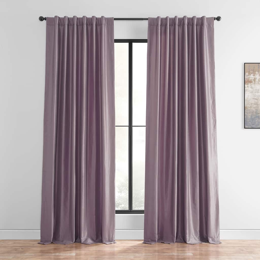 Exclusive Fabrics Smokey Plum Vintage Textured Faux Dupioni Silk Curtain Panel