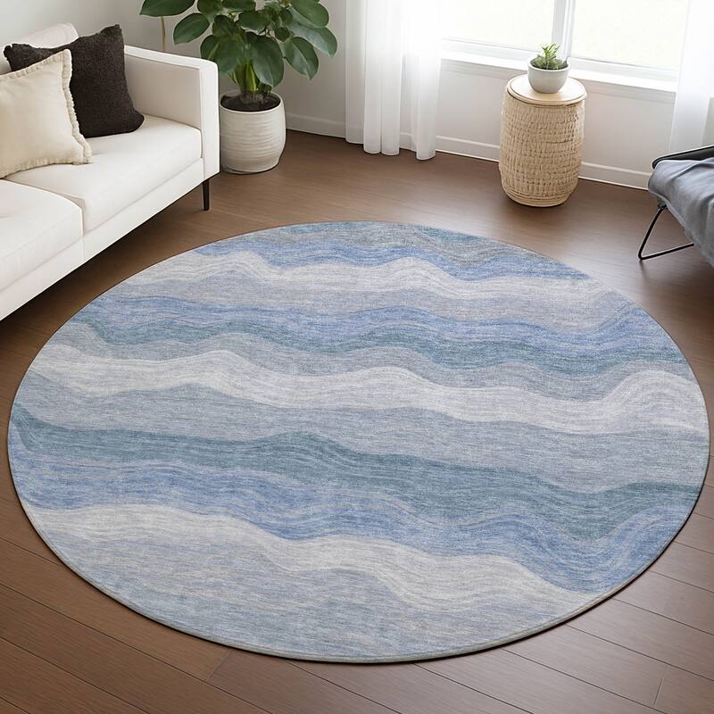 Machine Washable Indoor/ Outdoor Ombre Stripes Chantille Rug