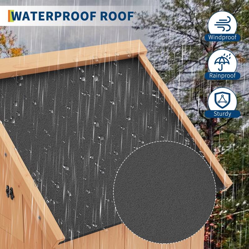 Small Wood Shed Waterproof, 63'' Vertical Outdoor Storage Cabinet with 4 Shelves & Lockable Door