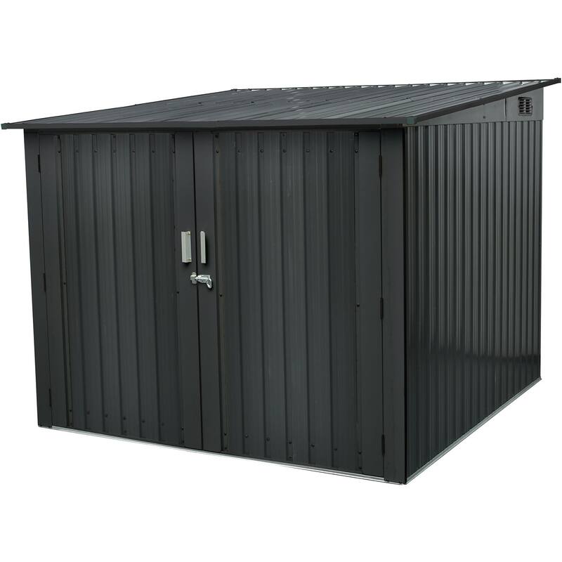Galvanized Steel Bicycle Storage Shed with Twist Lock and Key for up to 4 Bikes, Dark Gray