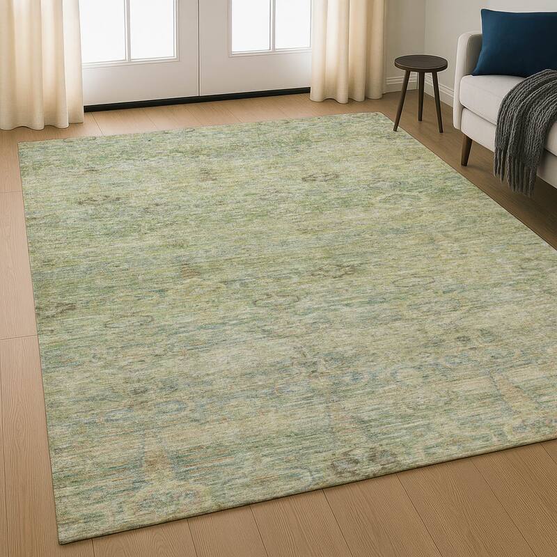 Premium Washable Super Soft Vintage Traditional Mayfield Rug - Green - 10' x 14'