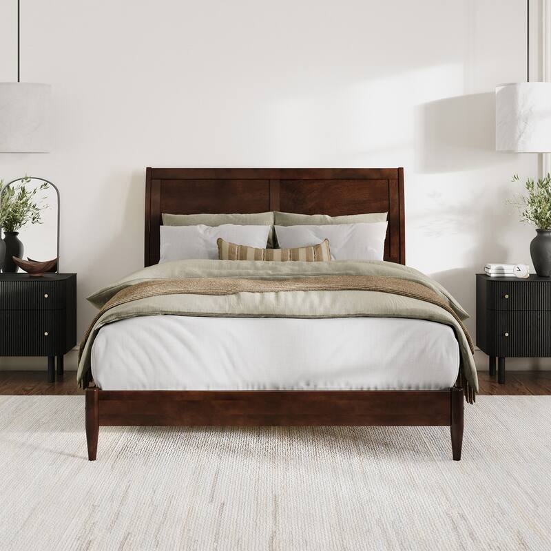 Valencia Solid Wood Low Profile Sleigh Platform Bed