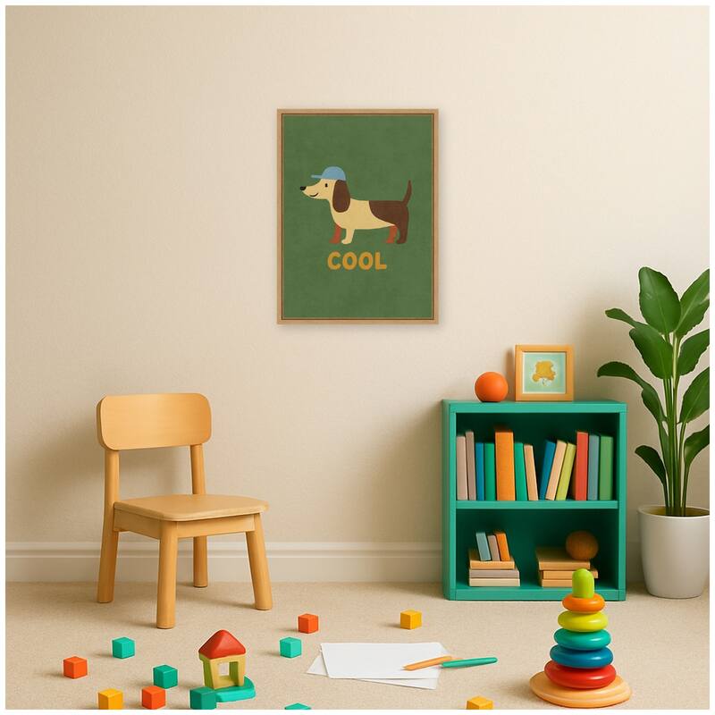 Kate and Laurel Cool Dog by Laura Moss Framed Canvas Wall Art Print