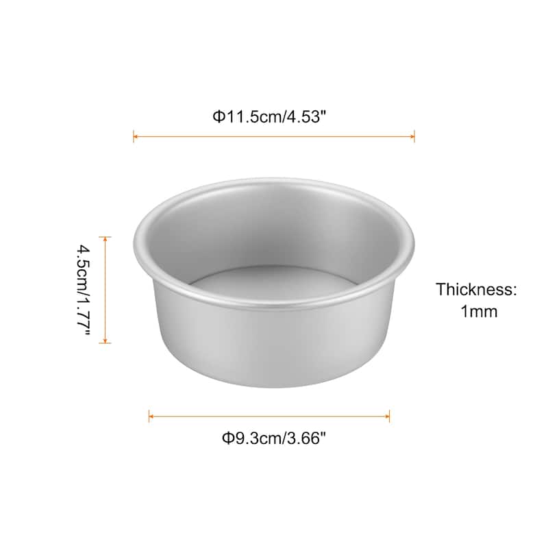 Round Cake Pan w Removable Loose Bottom Anodized Aluminum Baking Pan - Silver Tone - 4"