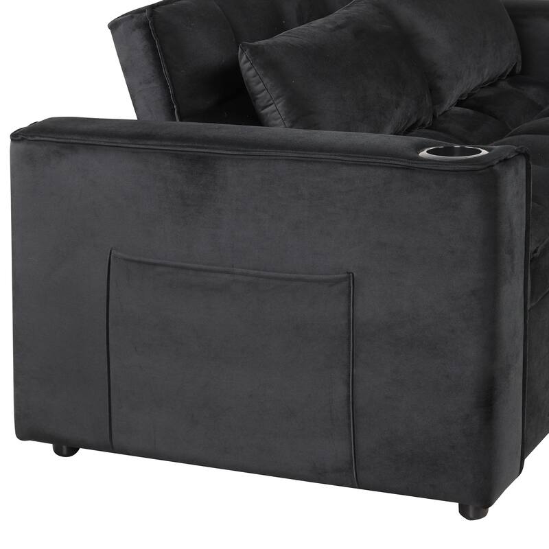 55.3" 4-1 Multi-functional Sofa Bed with Cup Holder and USB Port for Living Room or Apartments