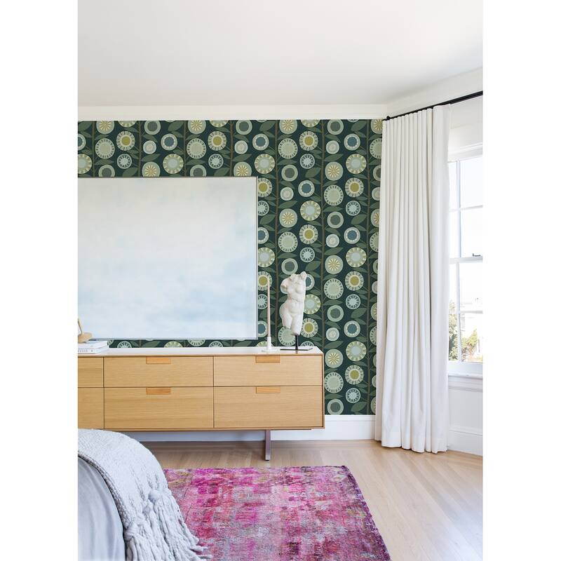 A-Street Prints Sisu Evergreen Floral Geometric Wallpaper