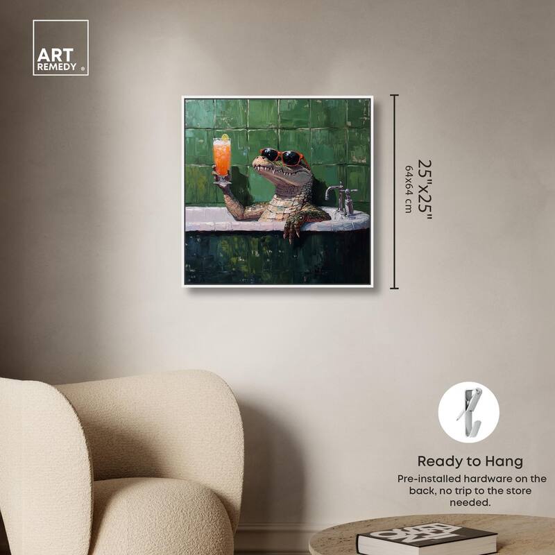 Cocktail Croc I Canvas by Art Remedy