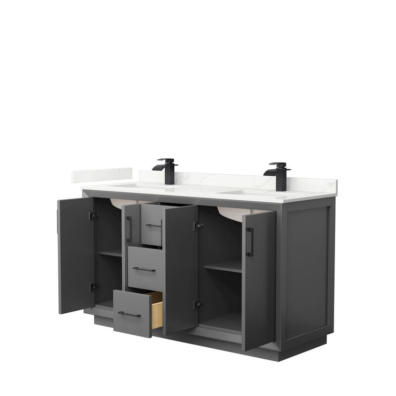 Strada 60-inch Double Vanity, Quartz Top