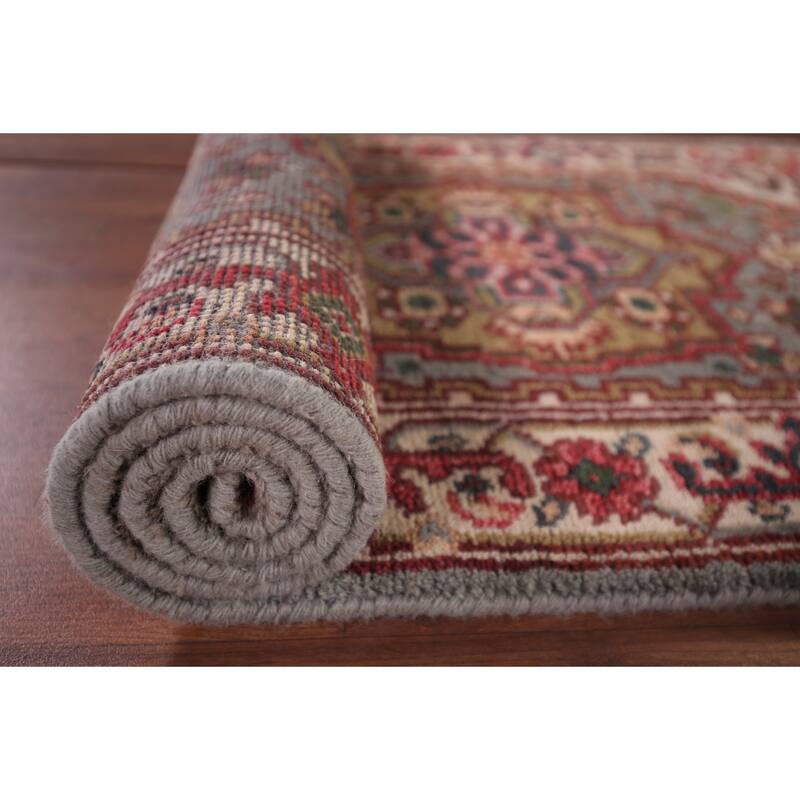 Geometric Heriz Serapi Accent Rug Hand-Knotted Wool Carpet - 2'7"x 6'2"