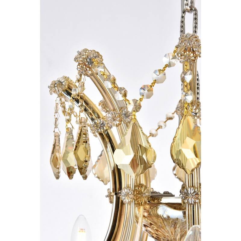 Fleur Illumination Collection Chandelier D:36in H:36in Lt:24 Golden Teak Finish