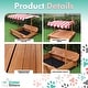 preview thumbnail 3 of 9, Critter Sitters Children's Wooden Sand Box with 2 Foldable Benches, Red and White Striped Canopy, and Bottom Liner