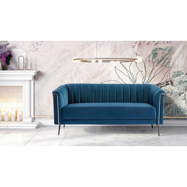 Divani Casa Patton Modern Blue Fabric Sofa. Opens flyout.