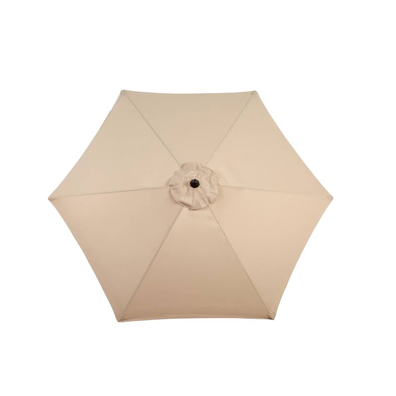 103" Khaki Polyester Outdoor Patio Umbrella with Adjustable Crank and Steel Frame 6 Sturdy Ribs