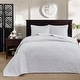 preview thumbnail 127 of 132, Madison Park Mansfield Reversible Oversized 3-piece Solid Texture Bedspread Quilt Set with Matching Shams White - Full