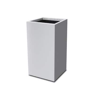 Kante 28" Tall Rectangular Pure White Concrete Metal Indoor Outdoor Planter Pots w/ Drainage Hole