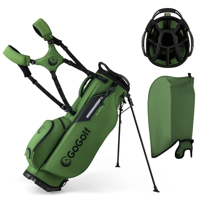 Gymax 8-Way Golf Stand Bag w/ 5 Pockets Lightweight Portable Golf Club - Green