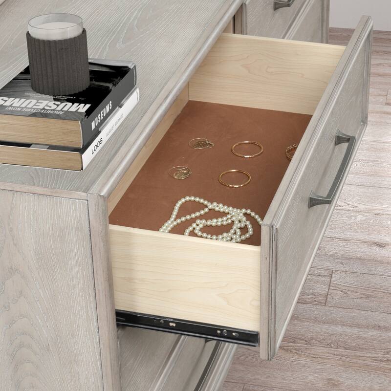 Roundhill Furniture Seluna 6-Piece Bedroom Set with Touch LED Lighting, Gray Oak Finish
