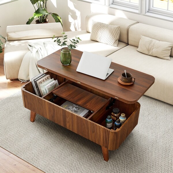 42.91in.L MDF coffee table with folding desktop - On Sale - Bed