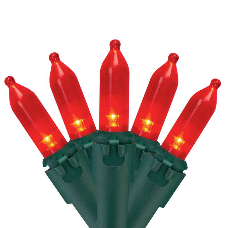 LED Mini Christmas Lights - Red - 16.25' Green Wire - 50ct