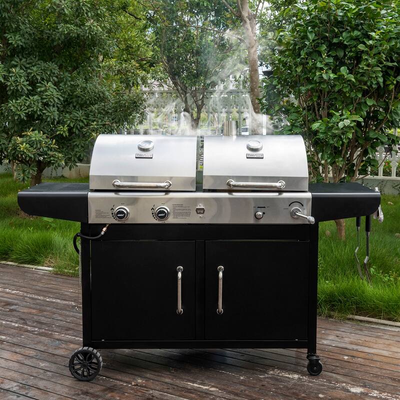 Royal Gourmet 2-Burner Gas and Charcoal Combo Grill, black