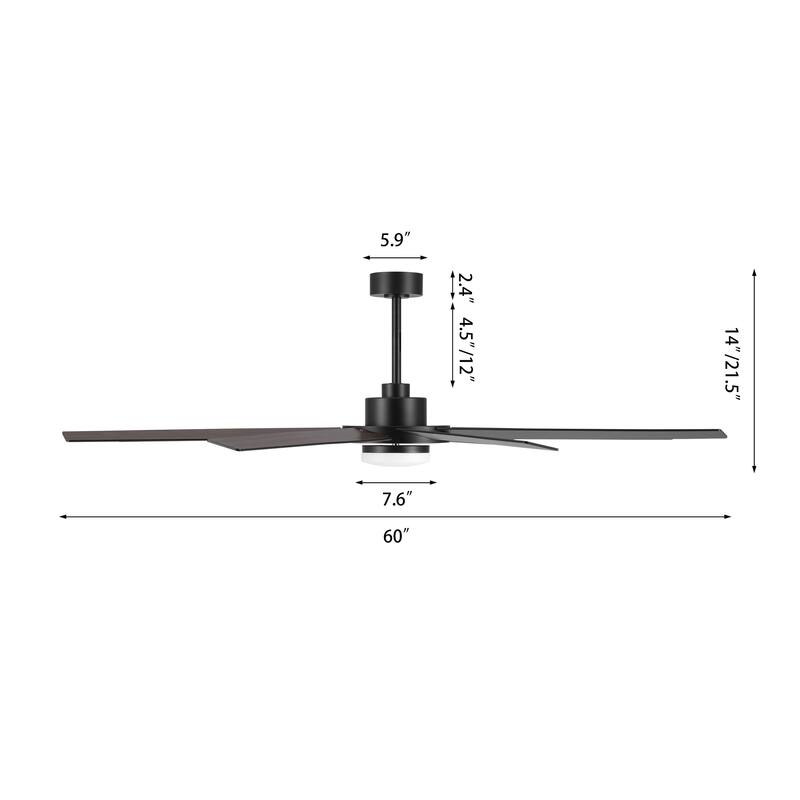 60 in. Indoor 8 Wood Blades Ceiling Fan with LED light and remote
