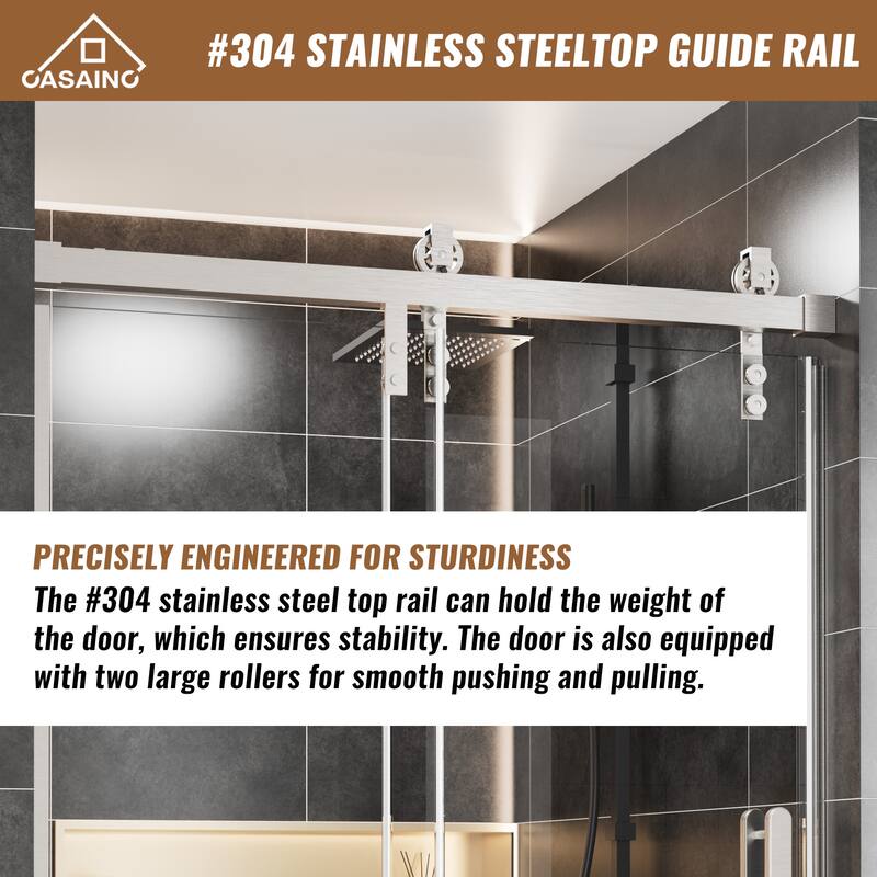 48.6 in. W x 76 in. H Framed Shower Door with Tempered Glass